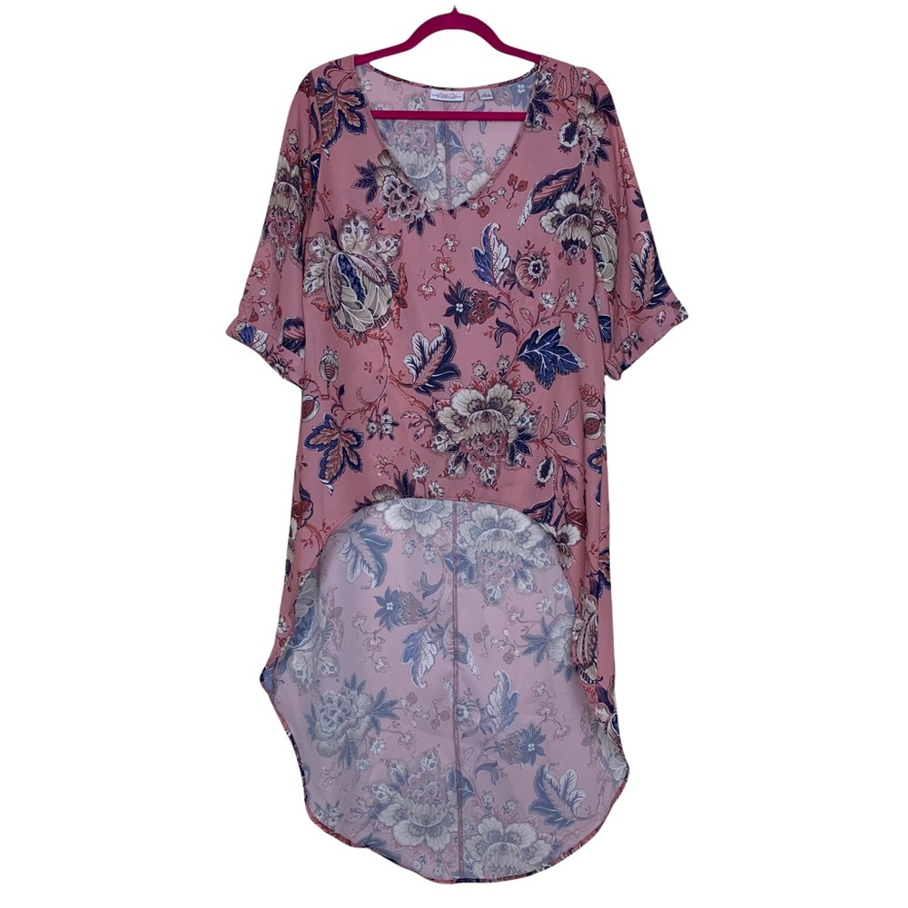 Sweet Pea New York & Company Maternity High Low Floral Flowy Vneck Blouse Top S